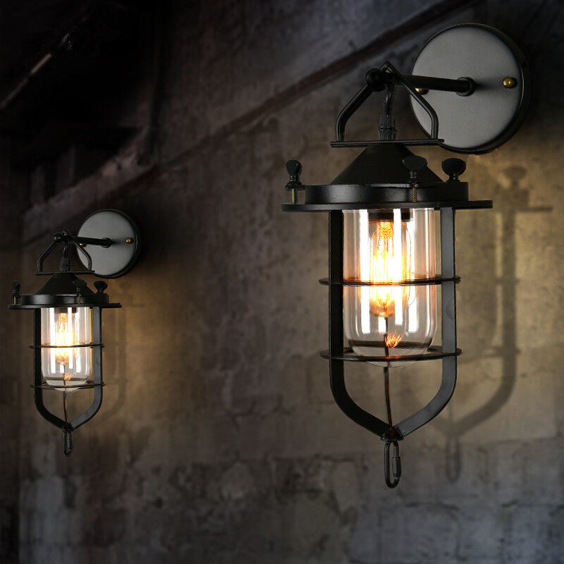 HEIKESZ American Retro Industrial Style Loft Wrought Iron Creative Wall Lamp Dock Lamp Restaurant Balcony Corridor Bedside Shop Decoration american style retro outdoor indoor retro bedroom lamp american-style Industrial wind