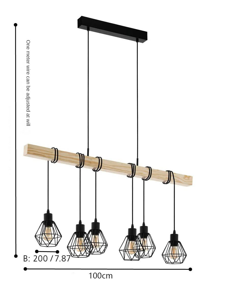 HEIKESZ Customer Dining Room and Study Room Coffee Shop Retro Industrial Style Clothing Store Bar Aisle Creative Lampshade Wood Strip Chandelier LED Light for Bedroom Night Aestitic Room Lamp