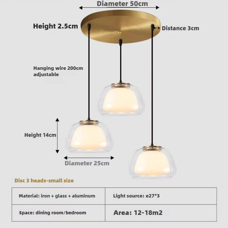 HEIKESZ Creative Danish Cream Wind Jelly Chandelier Nordic Minimalist Pendant Light for Cafe Restaurant Bedside Ceiling Decor