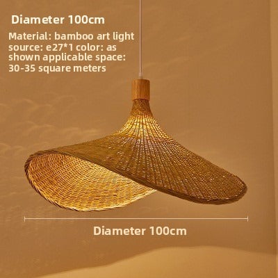 HEIKESZ Cross-border bamboo chandelier New Chinese style tea room rattan art South East Asia Japanese style lamp straw hat lamp staircase bamboo art lamp light fixtures for celling light