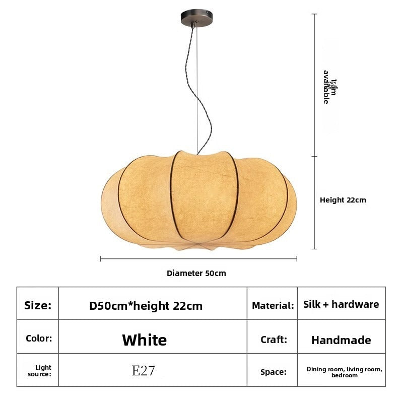 HEIKESZ Silk dining room chandelier simple creative living room hall light advanced feeling cream wind bedroom study stairs pumpkin lamp light fixtures for celling light