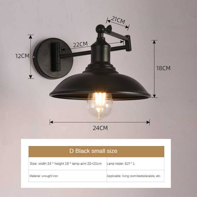 HEIKESZ In Chinese Antique Style Rocker Arm Wall Lamp Bedroom Bedside Lamp Retractable Folding Study Reading Lamp in the Living Room American Standard European Standard Wall Lamp