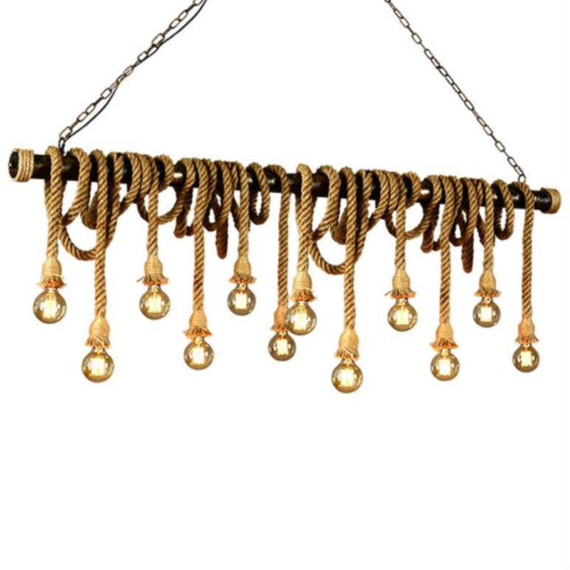 HEIKESZ American Retro Rope Pendant Lamp LOFT Industrial Wind Creative Water Pipe Light Restaurant Restaurant Dining Table Cafe Bar Lamp LED Light for Bedroom Night Aesthetic Room Lamp