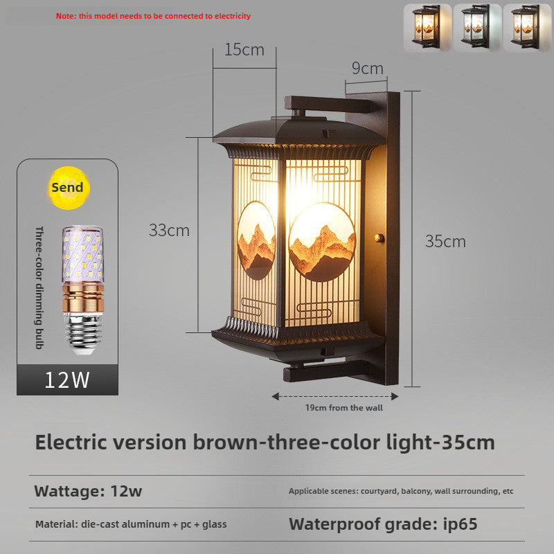 HEIKESZ New Chinese-style exterior wall wall lamp, garden villa terrace gate, retro Fu character outdoor waterproof simple garden lamp
