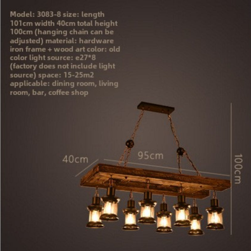 HEIKESZ American retro industrial style restaurant coffee shop boat wood chandelier creative bar hotel box nostalgic wood lamps