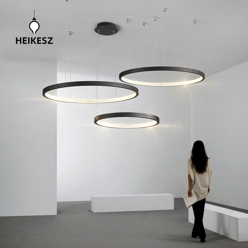 HEIKESZ Minimalist living room chandelier post-modern minimalist light luxury dining room lamp designer villa exhibition hall lamp circle main lamp light fixtures for celling lights
