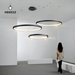HEIKESZ Minimalist living room chandelier post-modern minimalist light luxury dining room lamp designer villa exhibition hall lamp circle main lamp light fixtures for celling lights