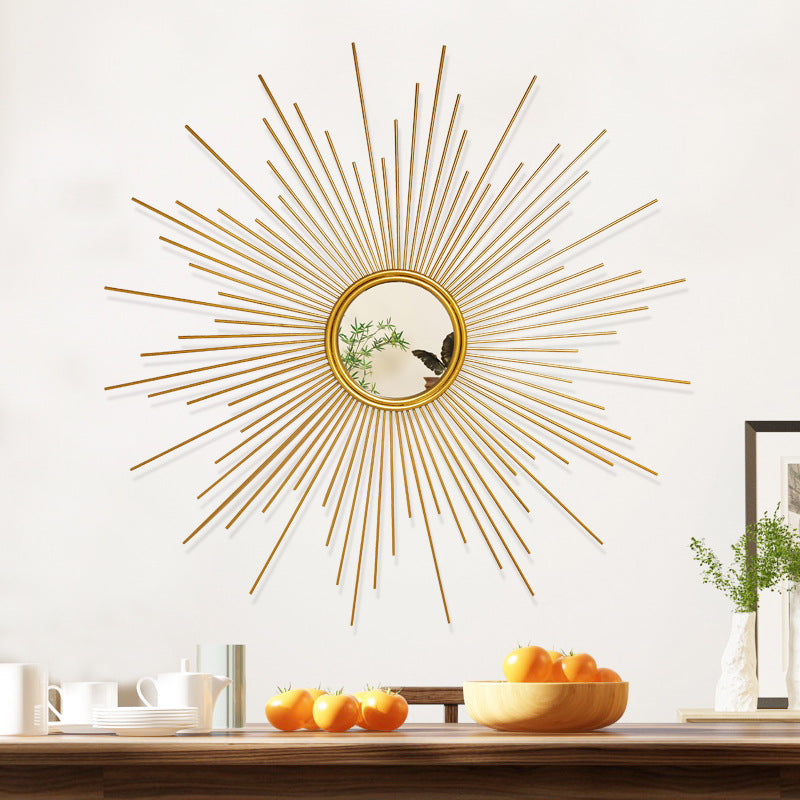 HEIKESZ 2025 gold sunglasses wall hanging restaurant light luxury wall wrought iron decorative mirror wall decoration living room background wall hanging lamp light fixtures for celling light