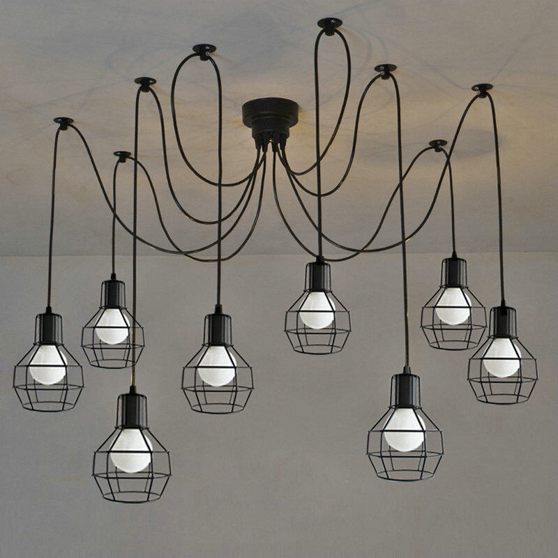HEIKESZ Fairy Loose Flower Chandelier Creative American Country Iron Droplight Iron Cage Industrial Style Simple Multi-Head american style retro outdoor indoor retro bedroom lamp american-style Industrial wind