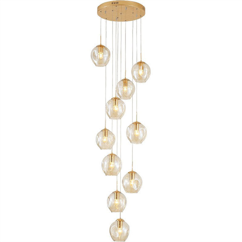 HEIKESZ Nordic Creative Staircase Chandelier Modern Ceiling Light for Living Room Dining Room Villa Duplex Rotating Staircase Long Pendant Light