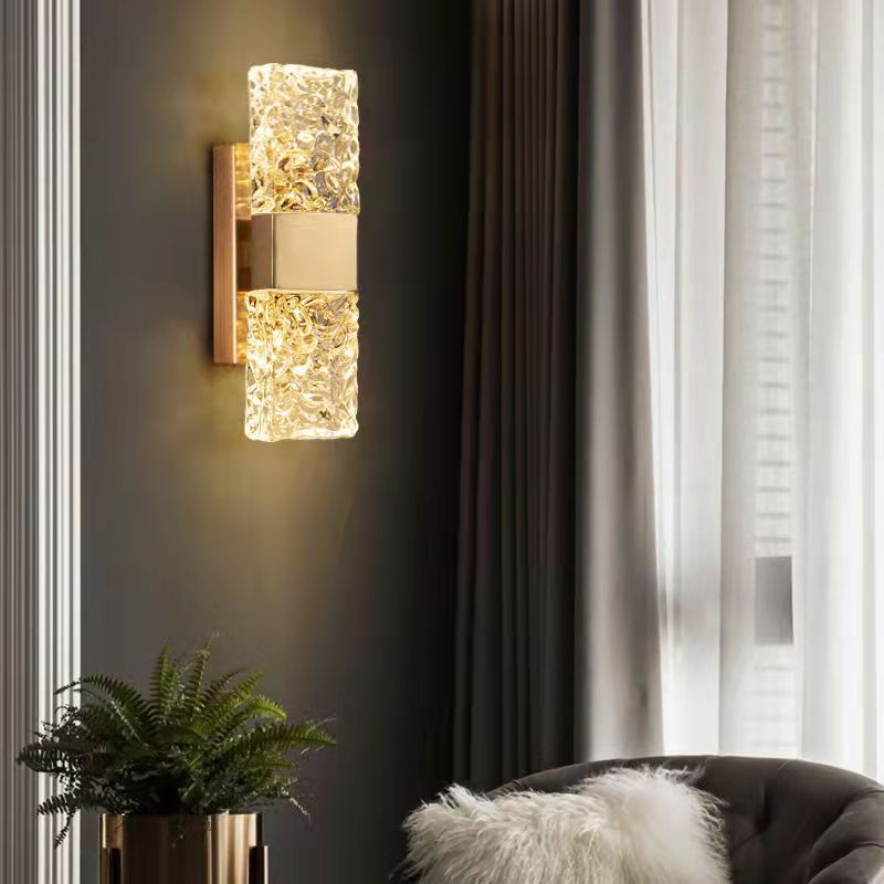 HEIKESZ Nordic Square Glass Wall Lamp Modern Minimalist Luxury Lighting for Living Room Bedroom Stairs Background Wall