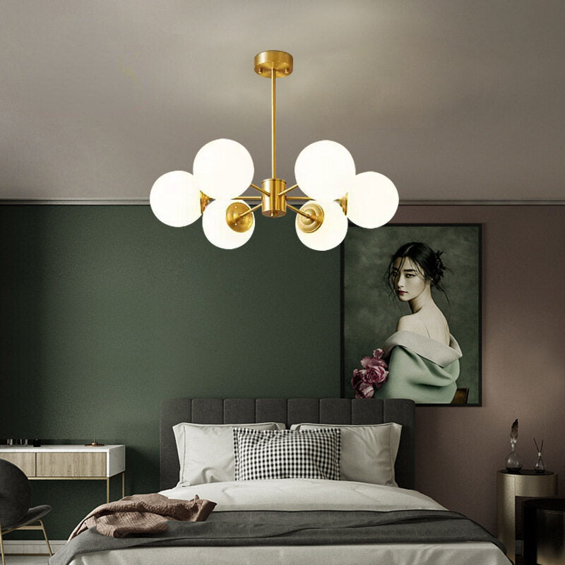HEIKESZ All Copper Magic Beans Chandelier Modern Minimalist LED Ceiling Light for Living Room Bedroom Restaurant Nordic Hanging Lamp