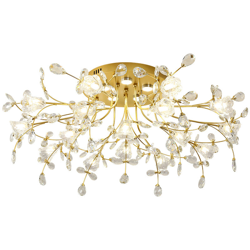 HEIKESZ European Style Ceiling Light Luxury Crystal LED Chandelier Modern Round Living Room Bedroom Lighting Fixture