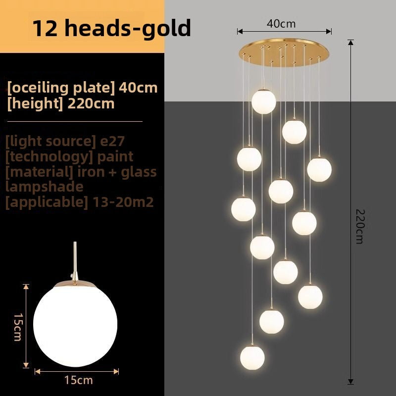 HEIKESZ Nordic modern simple revolving staircase long chandelier duplex building apartment high villa living room building middle floor chandelier lamp light fixtures for celling light