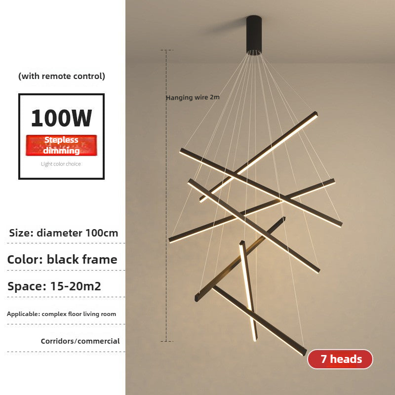 HEIKESZ 110V cross-border duplex staircase chandelier simple modern villa empty living room minimalist creative long line lighting Attic ceiling chandelier stairs led line light living room dining room nordic chandelier modern hanging chandelier