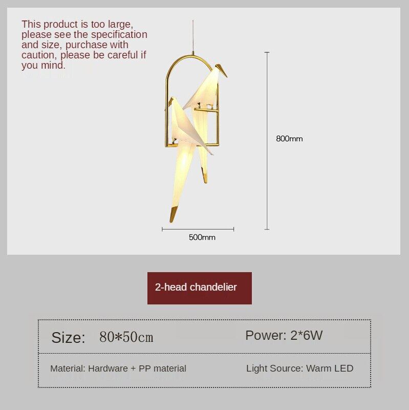HEIKESZ Nordic Origami Bird Chandelier Modern Minimalist Artistic Hanging Lamp for Living Room Bedroom Ceiling Light