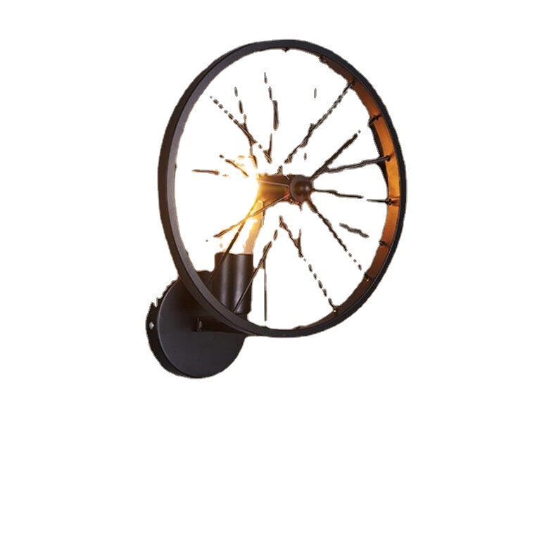 HEIKESZ American Creative Restaurant Wheel Wall Lamp Loft Vintage Industrial Wind Aisle Hotel Internet Bar and Internet Café Wall Lamp American Style Retro Outdoor Indoor Retro Bedroom Lamp American-Style Industrial Wind
