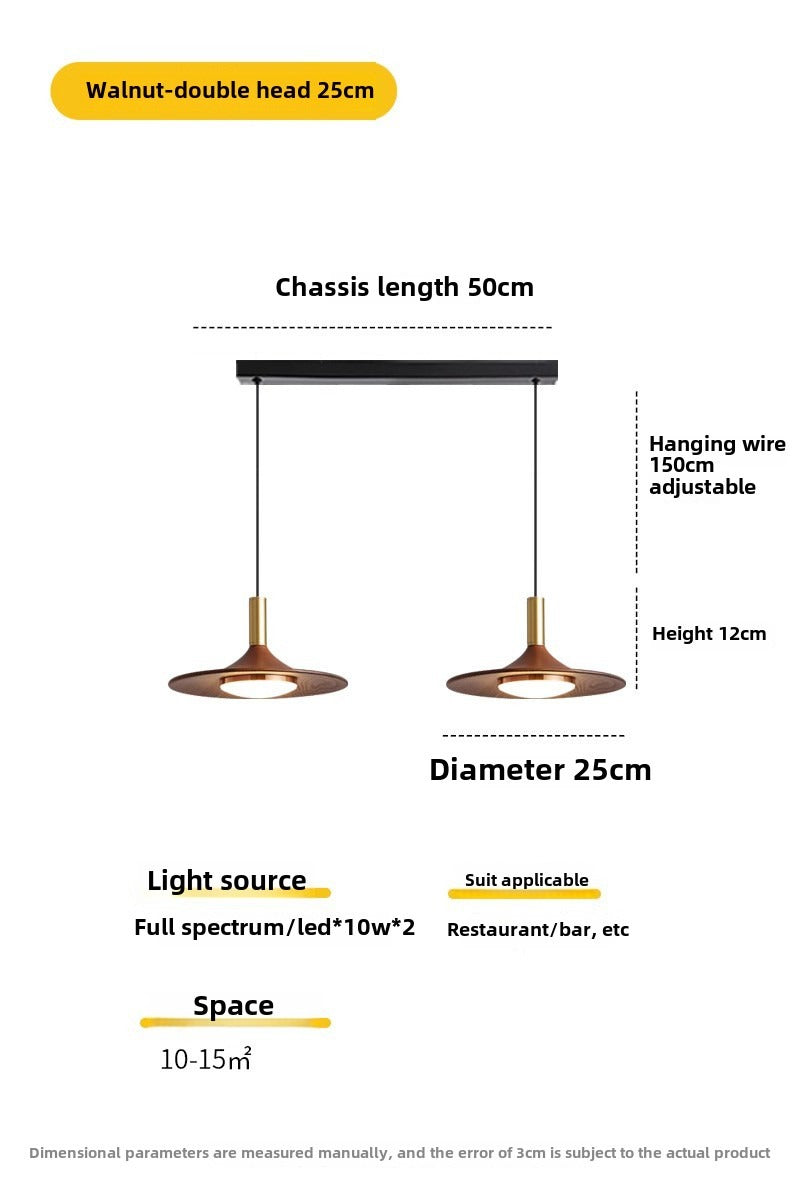 HEIKESZ Chinese antique restaurant chandelier retro flying saucer light bar counter Japanese wabi-sabi walnut color sleeping tea room dining table three-head lamp light fixtures for celling light