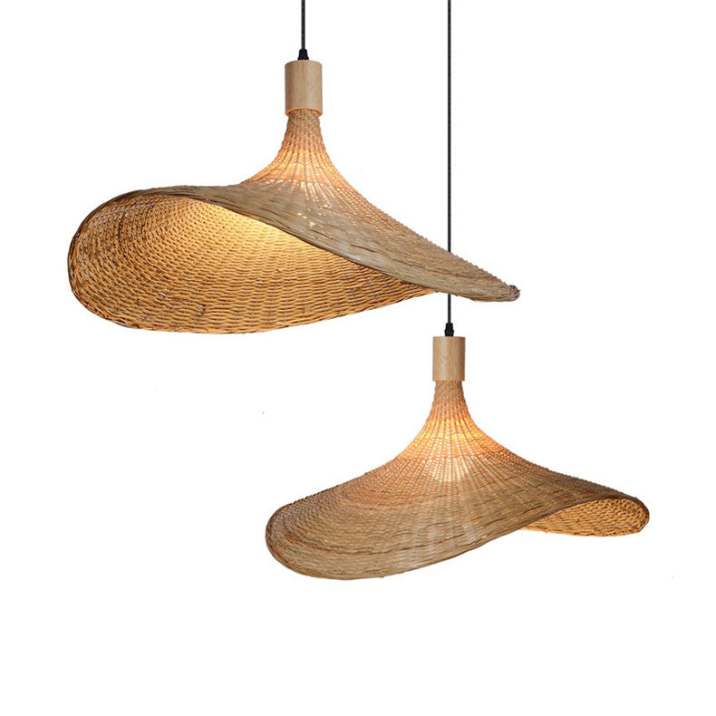 HEIKESZ Cross-border bamboo chandelier New Chinese style tea room rattan art South East Asia Japanese style lamp straw hat lamp staircase bamboo art lamp light fixtures for celling light