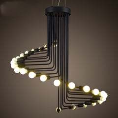 HEIKESZ Creative Wrought Iron Spiral Stair Chandelier American Retro Industrial Wind Restaurant and Cafe Clothing Store Decoration Chandelier LED Light for Bedroom Night Aesthetic Room Lamp
