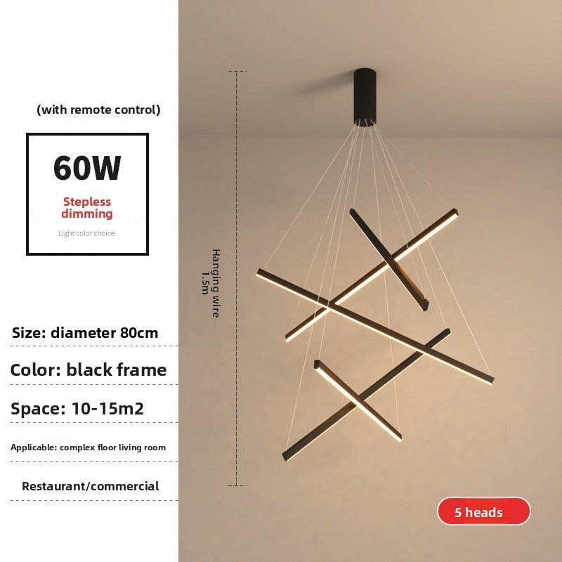 HEIKESZ Modern simple apartment loft duplex large chandelier villa empty living room long chandelier rotating staircase chandelier lamp light fixtures for celling lights