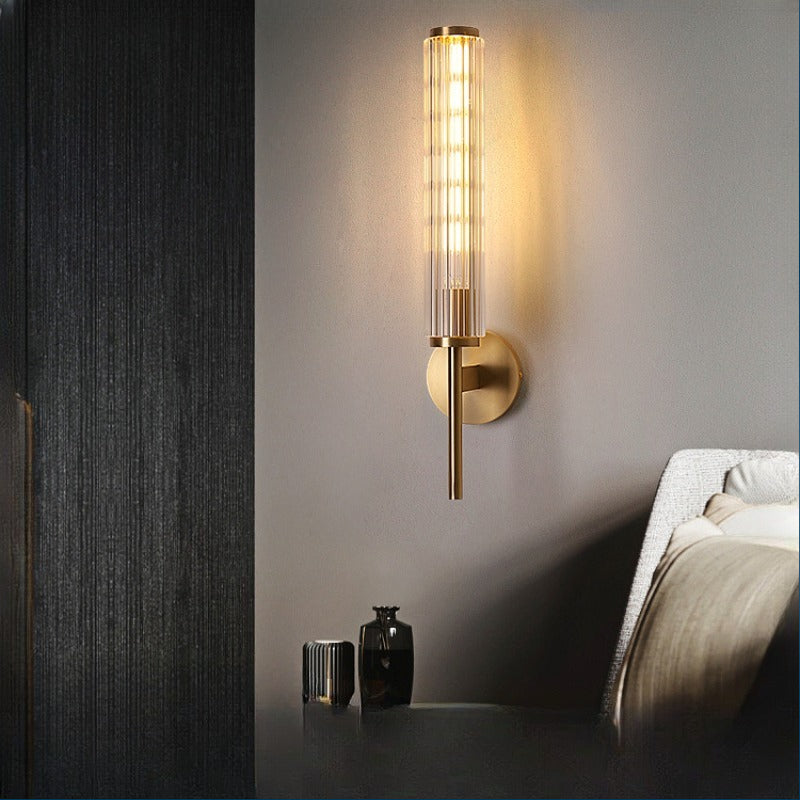HEIKESZ Copper Wall Lamp Luxury Hotel Aisle Corridor Light Creative Crystal Bedroom Bedside Lamp Living Room Wall Light Bulb