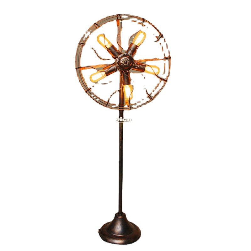 HEIKESZ Retro Industrial Style Floor Lamp Living Room Bedroom Lamp Balcony Bar Creative Fan Lamp American Style Nostalgic Coffee Shop Light LED Light for Bedroom Night Aesthetic Room Lamp