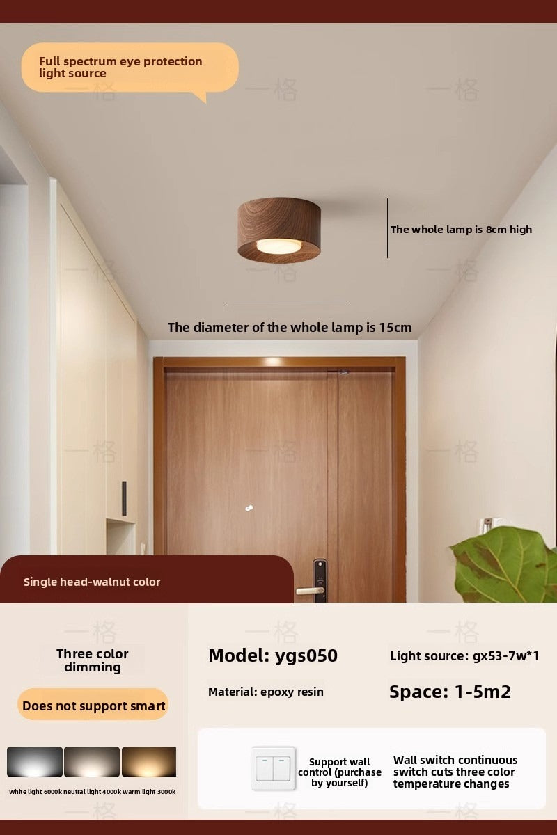 HEIKESZ Vintage Surface Mounted Ceiling Light Japanese Wabi **** Style Dual Head Track Light for Corridor Living Room Balcony Hallway No Main Light