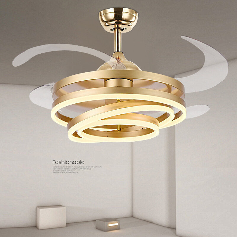 HEIKESZ Modern Nordic Ceiling Fan With LED Light 42 48 Inch Invisible Fan Remote Control For Livingroom Bedroom Restaurant Decor