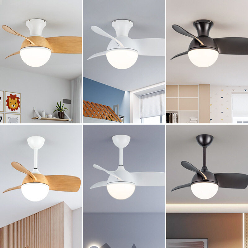 HIKESZ Small Size Ceiling Fan with Integrated LED Light Remote Control Ultra Quiet Frequency Conversion for Restaurant Bedroom