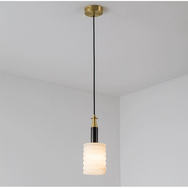 HEIKESZ Modern Chinese Creative Simple Luxury Bedroom Chandelier Spain Marble Long Line Single Head Ceiling Light Fixtures for Bedroom