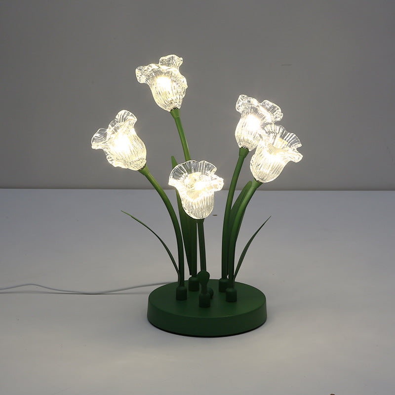 HEIKESZ Tulip flower table lamp modern simple led lily of the valley ins wind idyllic warm bedroom bedside night lamp light fixtures for celling light