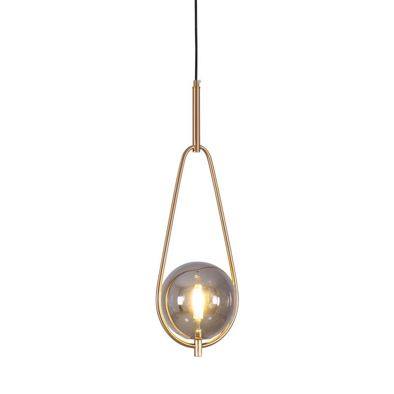 HEIKESZ Postmodern simple bedroom bedside lamp single chandelier designer Nordic personality bar restaurant glass ball chandelier lamp light fixtures for celling lights