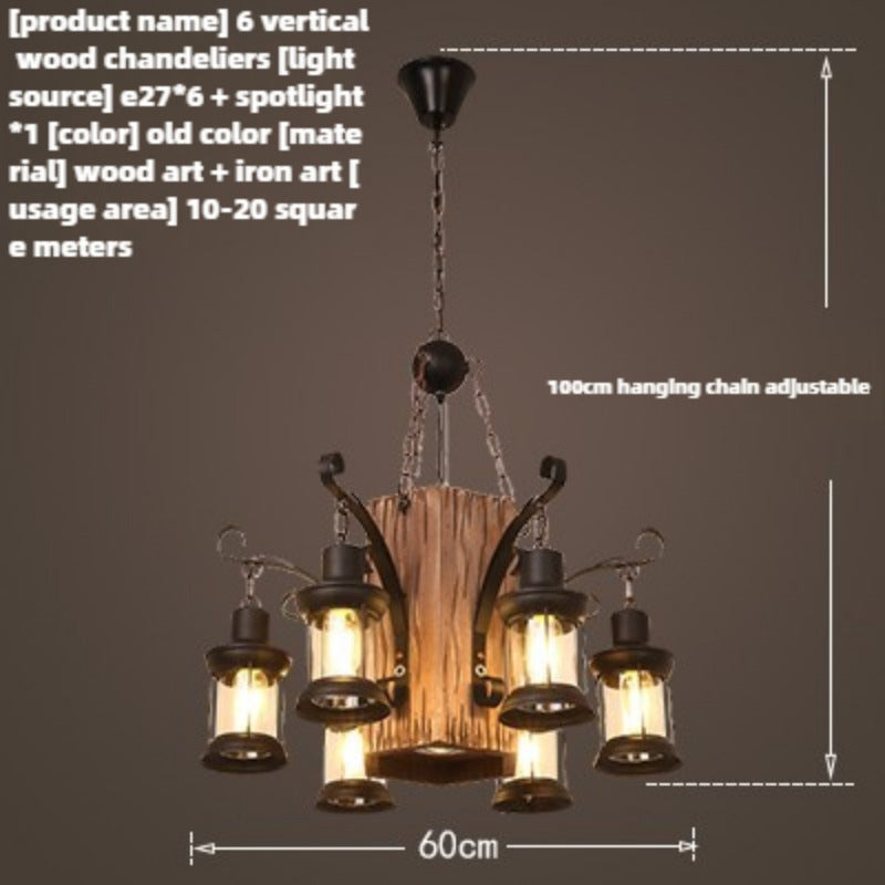 HEIKESZ American rural retro ship wood chandelier hot pot restaurant hotel bar counter bed and breakfast restaurant lamp industrial wind decorative lamp