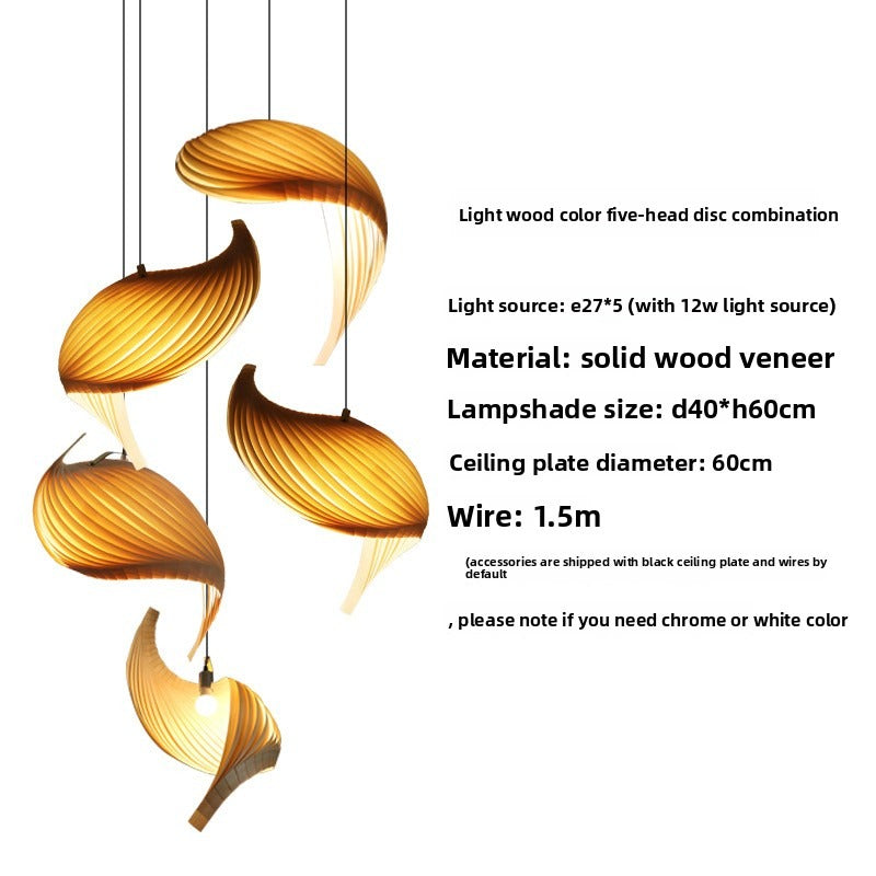 HAIKESZ Japanese Style Loft Staircase Pendant Light Creative Long Line Ceiling Lamp for Living Room Dining Art Wooden Lighting
