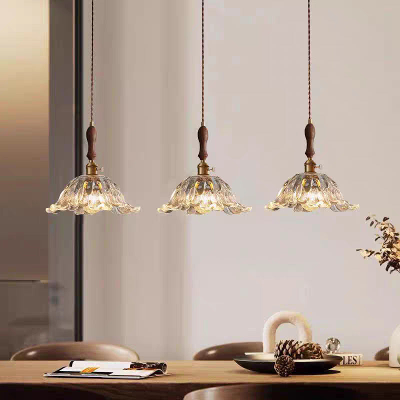 Vintage Pendant Light Mid Century Modern Bedroom Ceiling Lamp Walnut Wood Retro Wabi Sabi Japanese Style Cream Aesthetic Dining Room Corridor Hanging Light