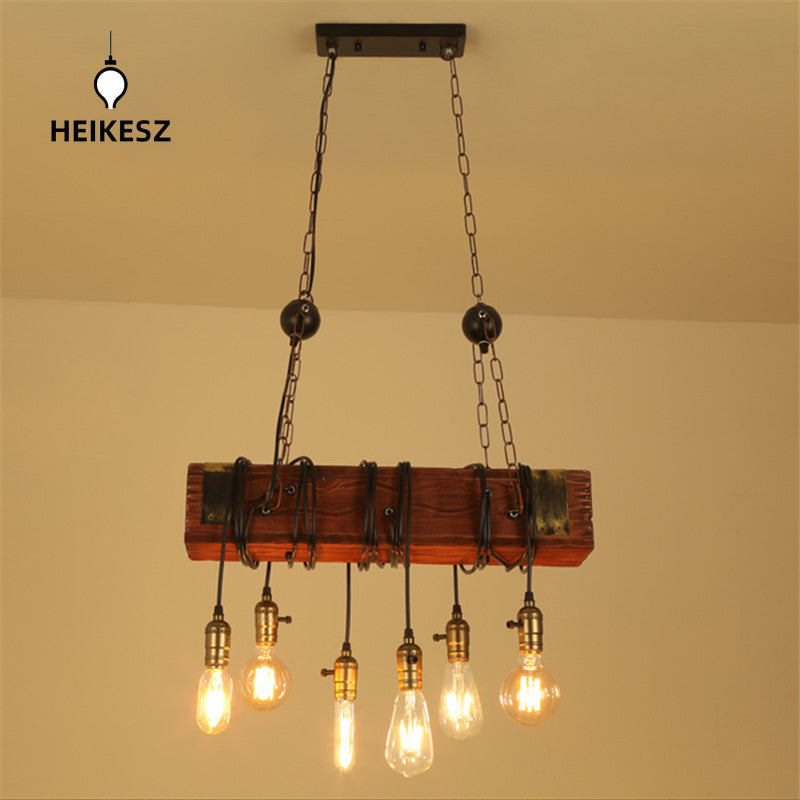 HEIKESZ American Retro Ceiling Light Exclusive for Cross-Border E26 American Standard Living Room Dining Room Bedroom Bar Creative Wood Multi-Head Chandelier LED Light for Bedroom Night Aesthetic Room Lamp