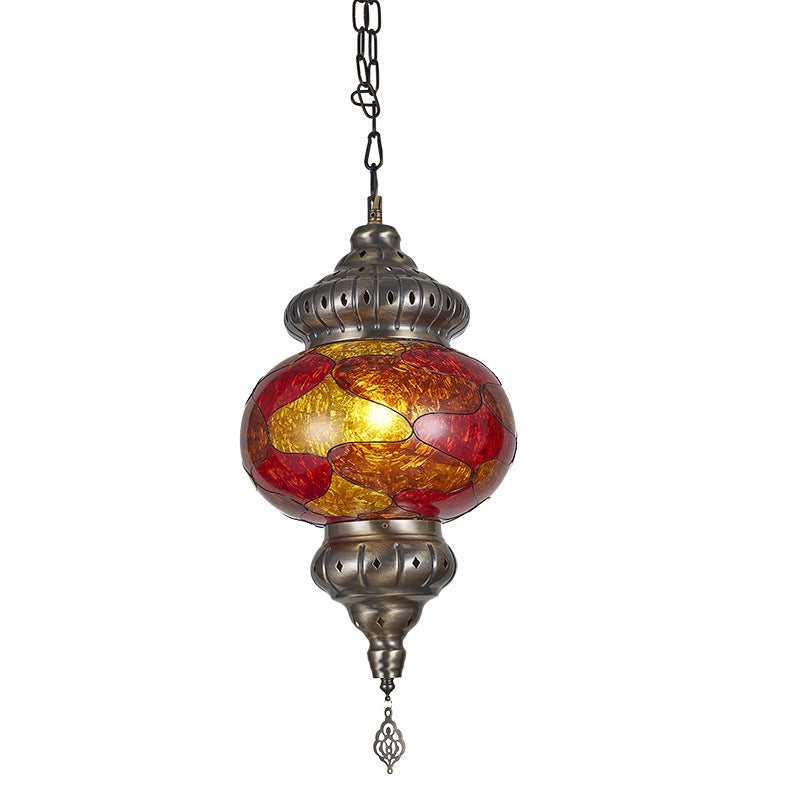 HEIKESZ Bohemian single head chandelier wrought iron atmosphere enamel color chandelier hotel restaurantChandelier, restaurant light, living room light