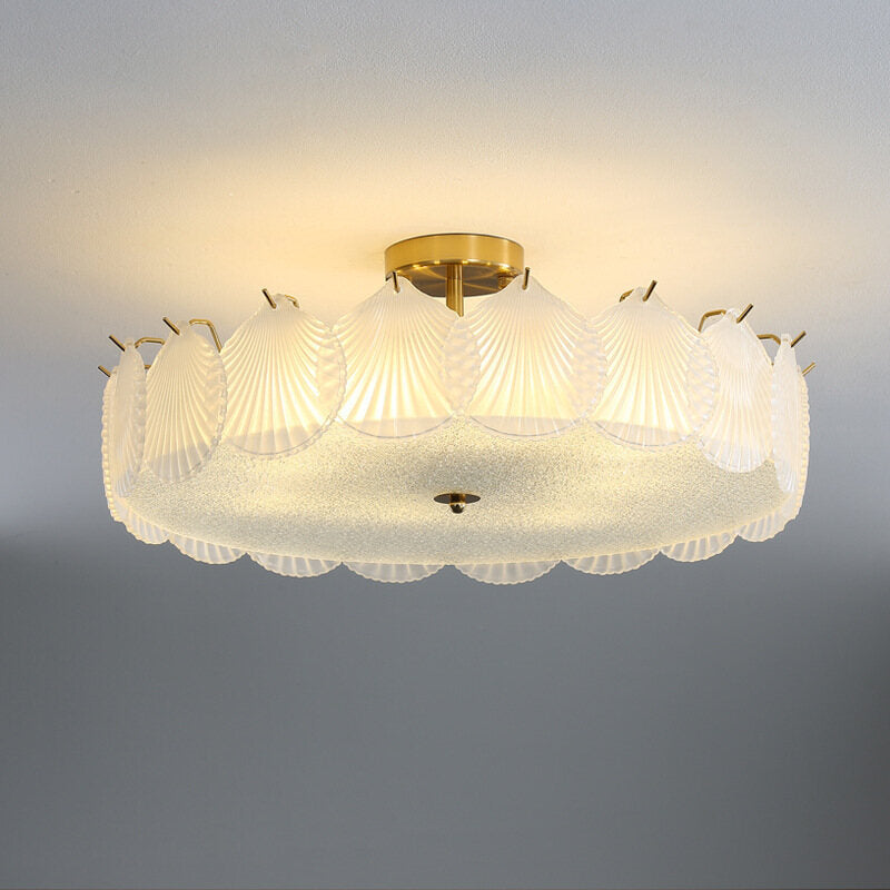 New Living Room Crystal Glass Ceiling Lamp Internet Celebrity Romantic Shell Crystal Ceiling Lamp Modern Princess Room Bedroom Light