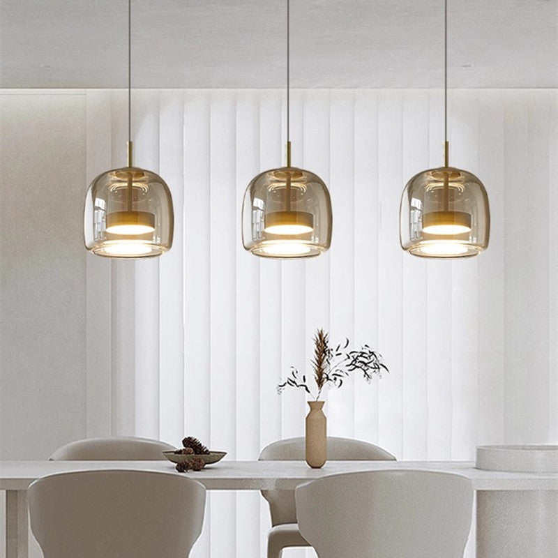 HEIKESZ Nordic Modern Minimalist Glass Chandelier for Dining Room Bedside Bar Living Room Ceiling Lighting Designer Lamps Soft Decoration
