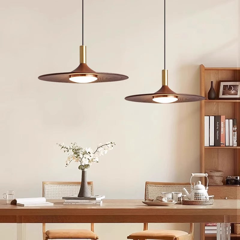 HEIKESZ Chinese antique restaurant chandelier retro flying saucer light bar counter Japanese wabi-sabi walnut color sleeping tea room dining table three-head lamp light fixtures for celling light