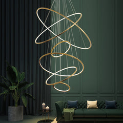 HEIKESZ Cross Border Stainless Steel LED Chandelier for Villa Duplex Living Room Dining Room Decoration Modern Ceiling Light