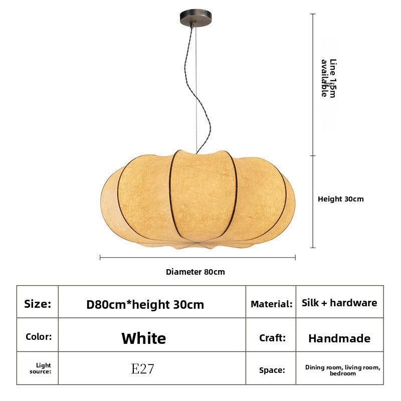 HEIKESZ Silk dining room chandelier simple creative living room hall light advanced feeling cream wind bedroom study stairs pumpkin lamp light fixtures for celling light