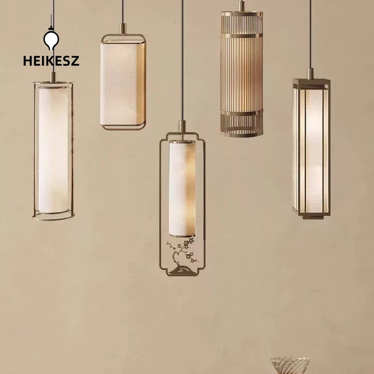 HEIKESZ New Chinese Style Bamboo Chandelier Candle Zen Light for Tea House Restaurant Hotel Decoration
