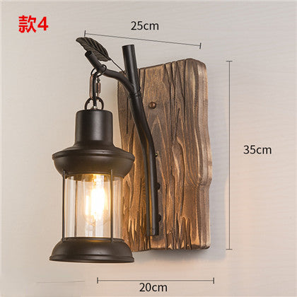 HEIKESZ American Retro Industrial Style Wall Lamp Restaurant Coffee Shop Bar Aisle Corridor Creative Solid Wood Hot Pot Restaurant Bar Lamp LED Light for Bedroom Night Aesthetic Room Lamp