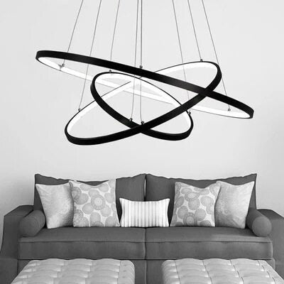 HEIKESZ Modern Minimalist LED Chandelier for Living Room Bedroom Dining Room Warm Light Creative Round Pendant Lamp Ceiling Lighting