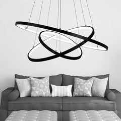 HEIKESZ Modern Minimalist LED Chandelier for Living Room Bedroom Dining Room Warm Light Creative Round Pendant Lamp Ceiling Lighting