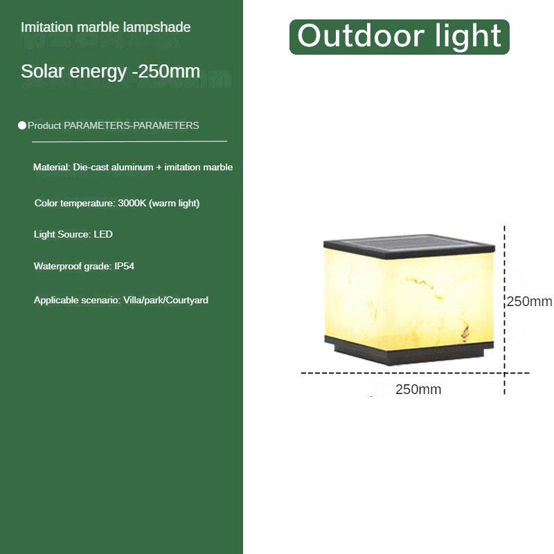 Solar Pillar Lamp Outdoor Yard Lamp Scagliola Waterproof Gate Wall Lamp Garden Decorative Pillar Door Pillar Lamp