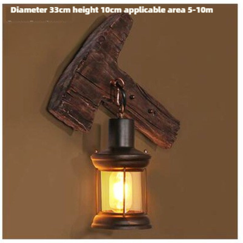 HEIKESZ American retro boat wood wall lamp restaurant shop lamp loft industrial style creative bar counter aisle nostalgic lamp