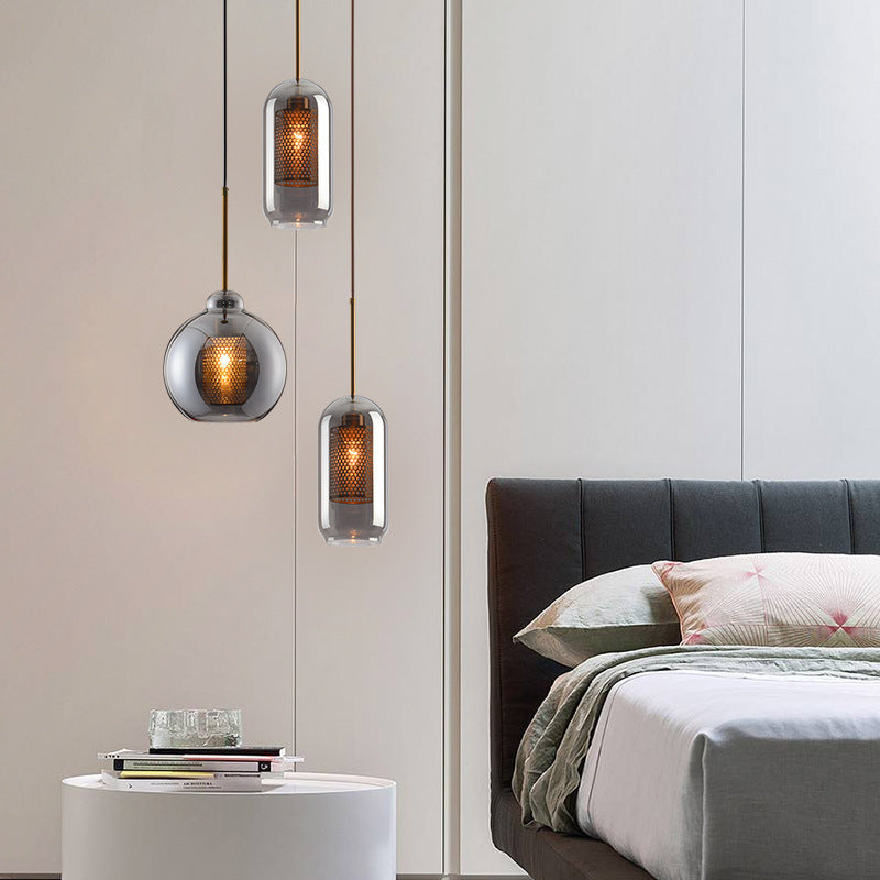 HEIKESZ Creative Transparent Lamp Shade Glass Ball Chandelier Simple Nordic Style Warm Light for Living Room Bedroom Dining Room